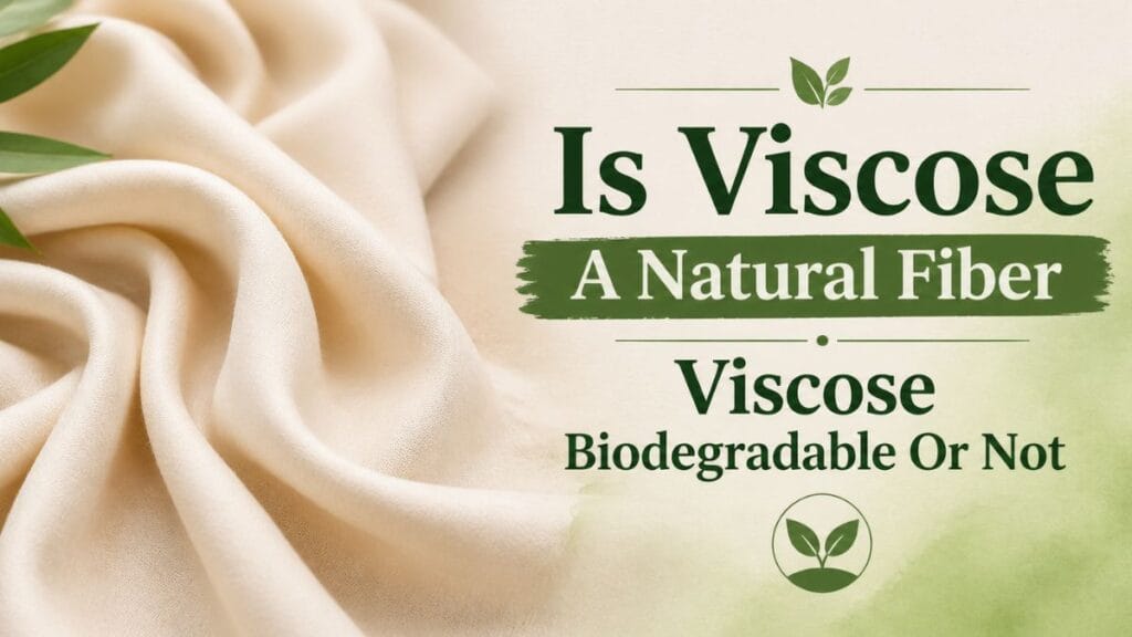 Viscose fabric banner stating that viscose is a natural fiber and asking whether it is biodegradable.