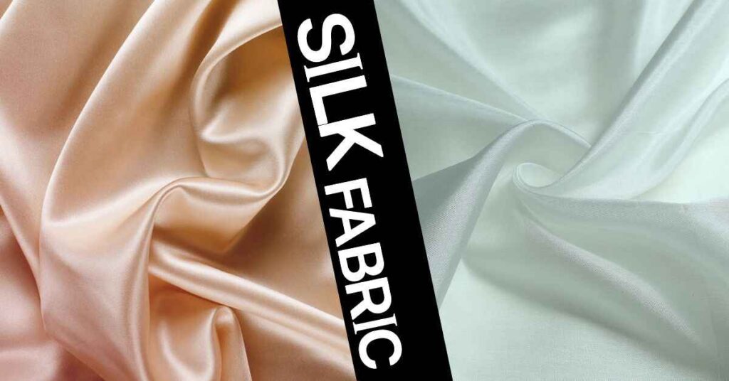 Silk blends fabric samples in various textures and colors.