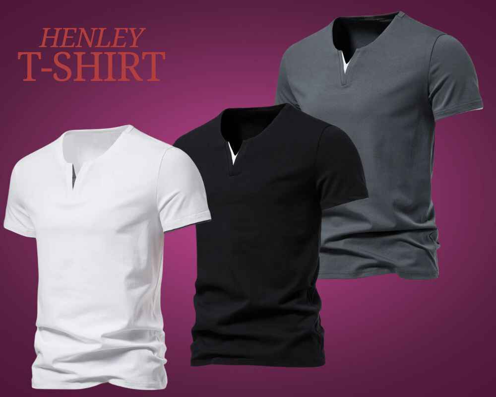 Men T-shirt  Henley Neck. Different types of Men T-shirts