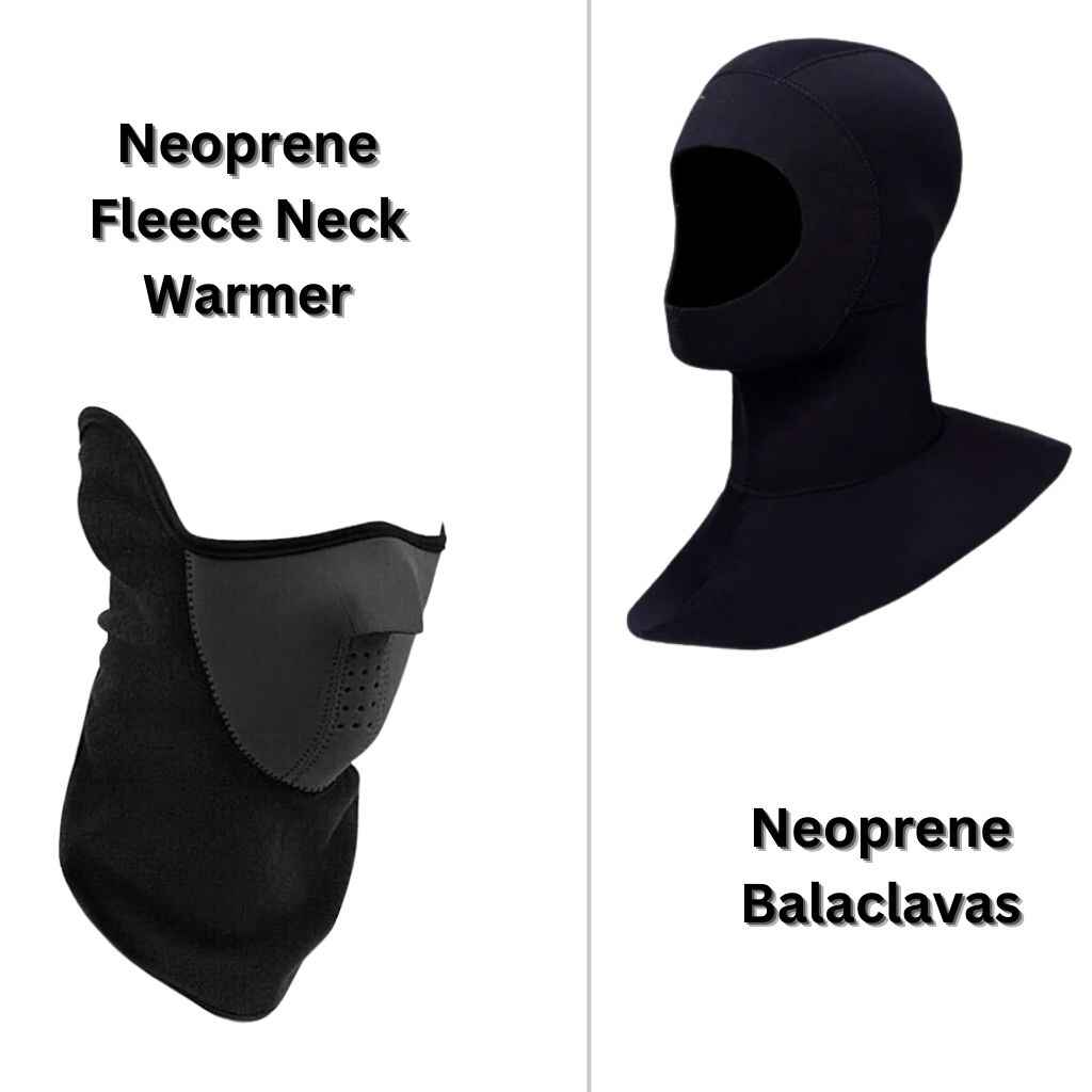 Neoprene balaclavas and neck gaiter.