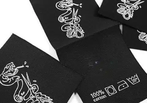 Woven hang tags or labels are made with sustainable material and fabric.