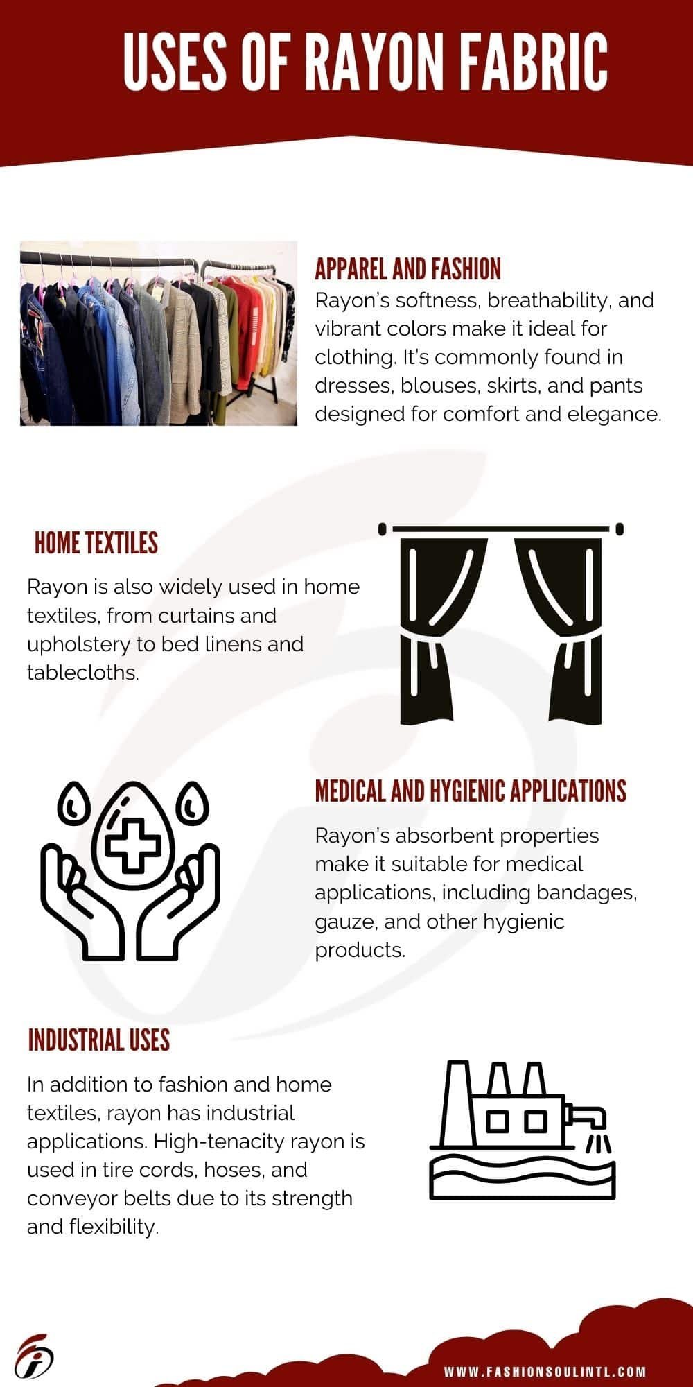 Uses of Rayon fabric infographic image detailed