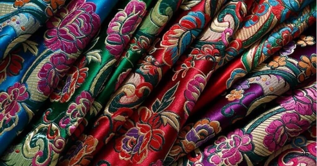 The swatches of show the image of brocade fabric