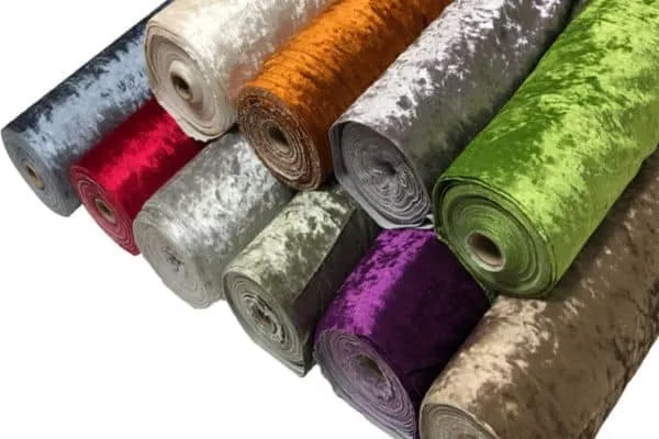 infographic image of show the cloth rolls of crushed velour fabric