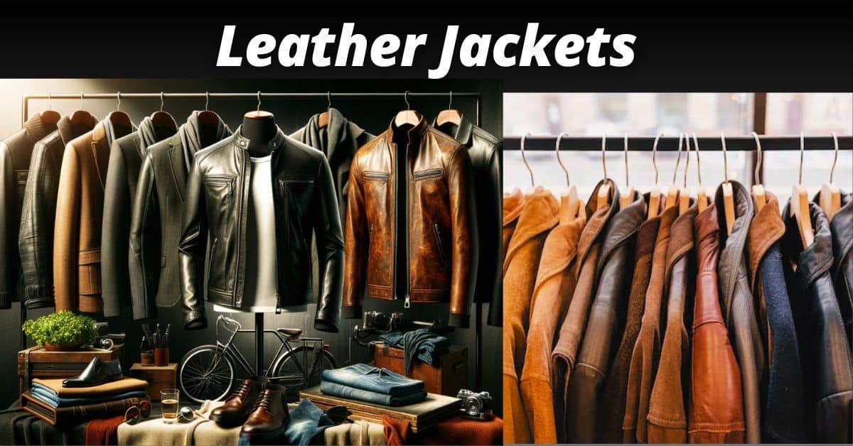 Stylish leather jackets hanging on a wooden hanger, showcasing its timeless design and modern appeal.