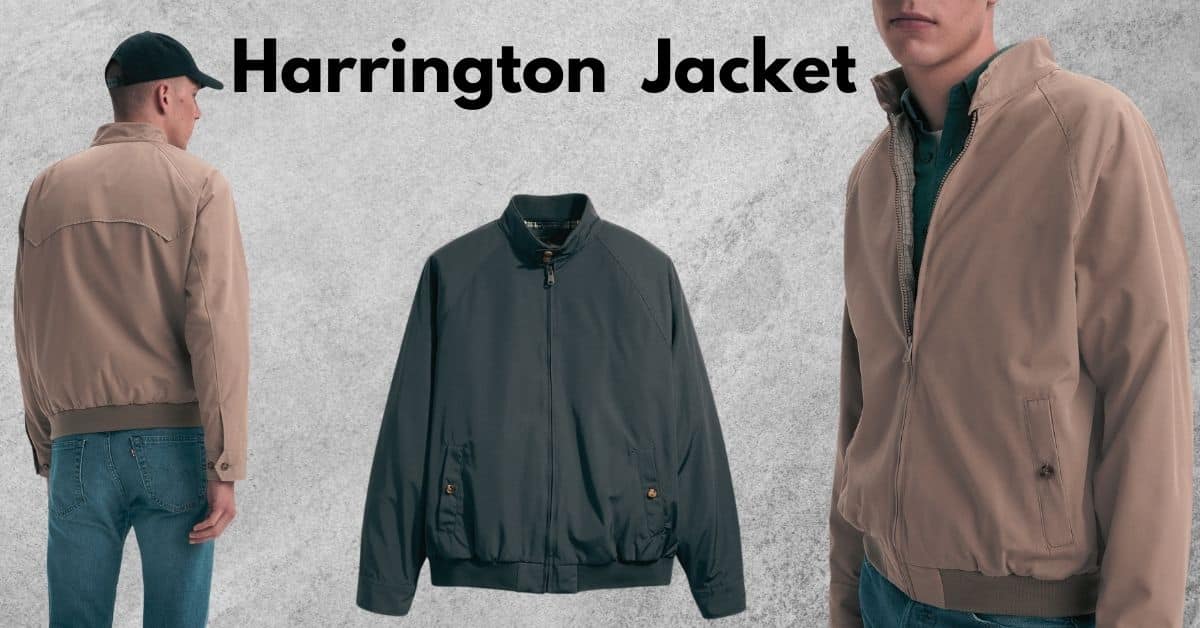 A classic beige Harrington jacket displayed on a hanger with tartan lining, showcasing its timeless lightweight style and elegance.