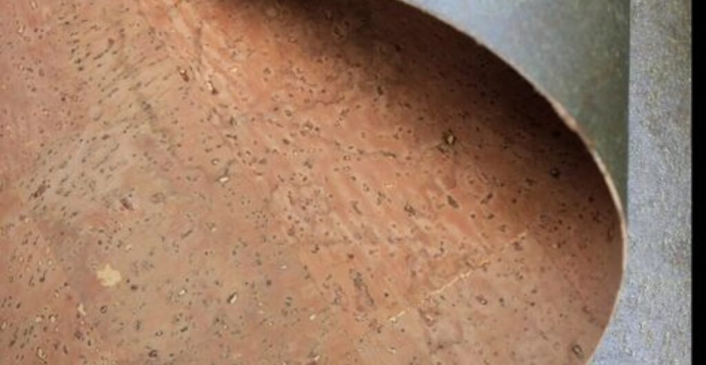 Close-up of cork leather, showing its natural texture and patterns.