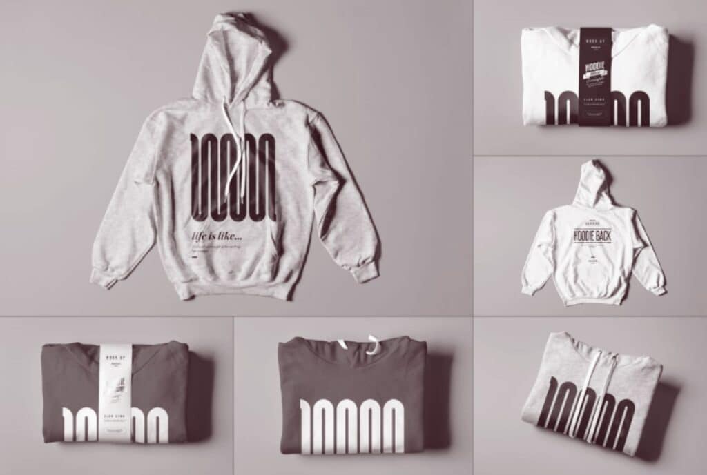 Clothing manufactured in New York, casual hoodies and sweatshirts with bold "10000" designs.
