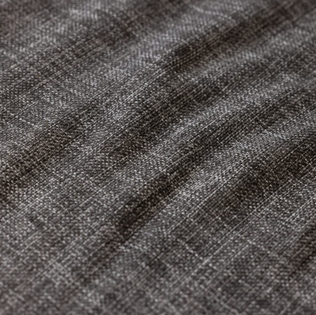 Close-up image of a textured, woven gray cotton fabric with a subtle checkered pattern.