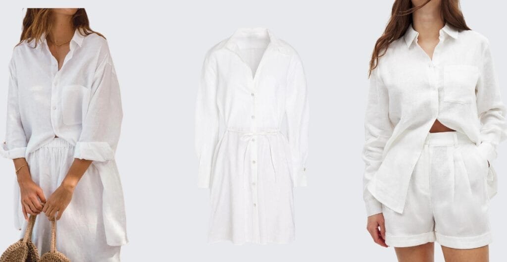 Three styles of white linen shirt dress women’s love for effortless and chic summer fashion.