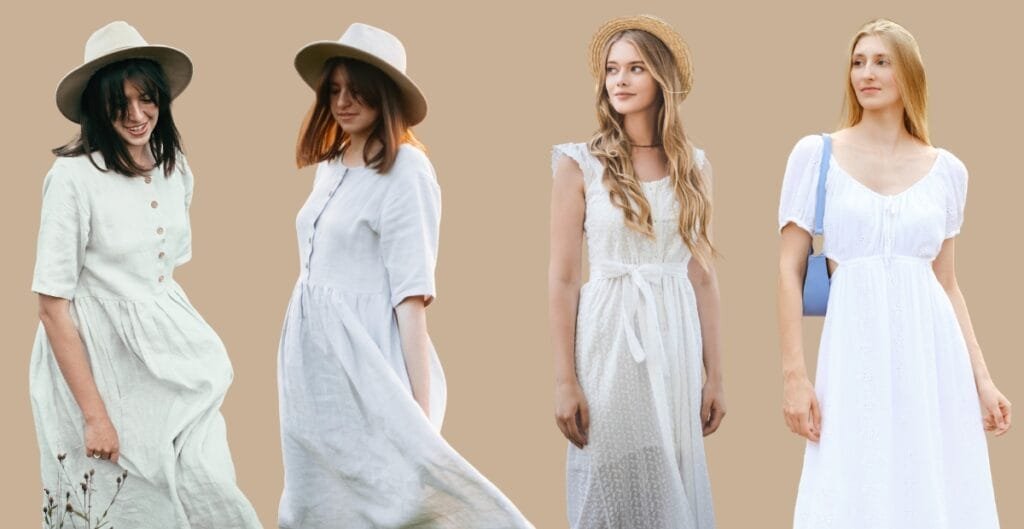 A stylish woman wearing lightweight linen clothing outdoors, highlighting sustainable fashion made in the USA.