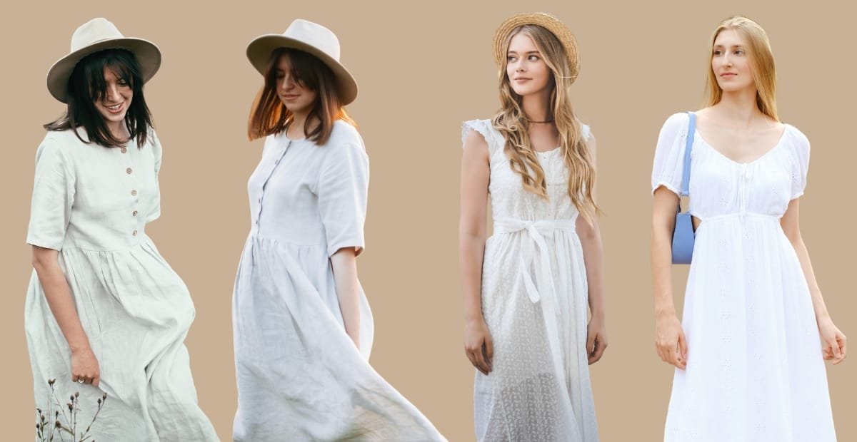 A stylish woman wearing lightweight linen clothing outdoors, highlighting sustainable fashion made in the USA.