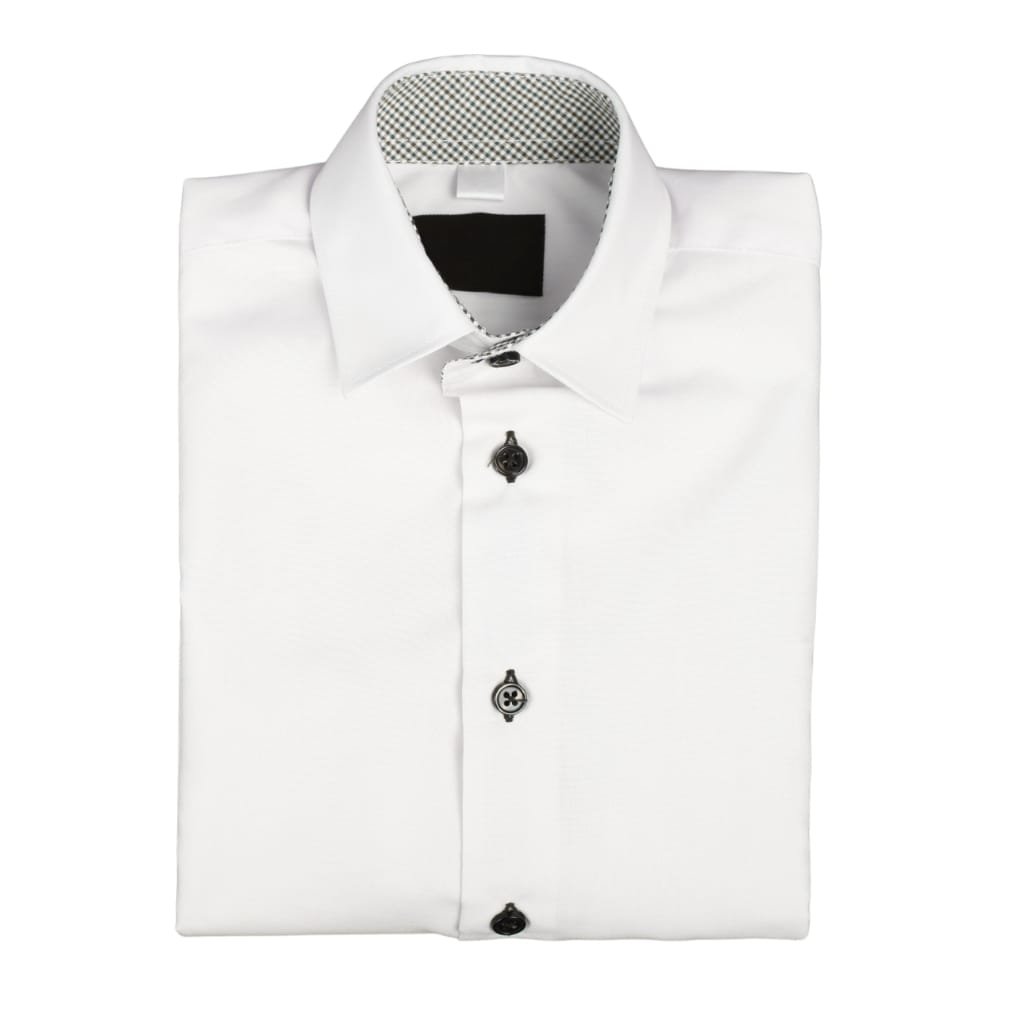Classic white dress shirt neatly styled for a polished, formal look