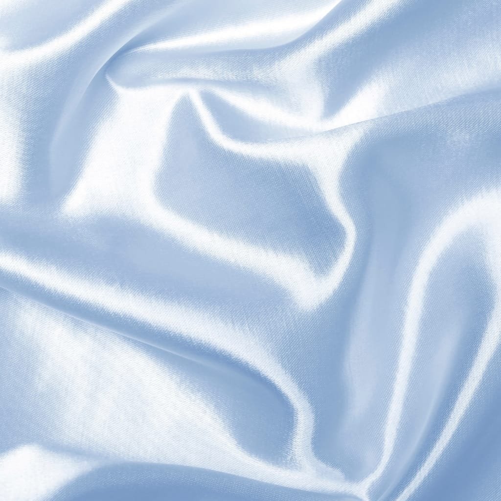 Close-up of smooth, light blue satin-like fabric with gentle folds and a soft sheen.