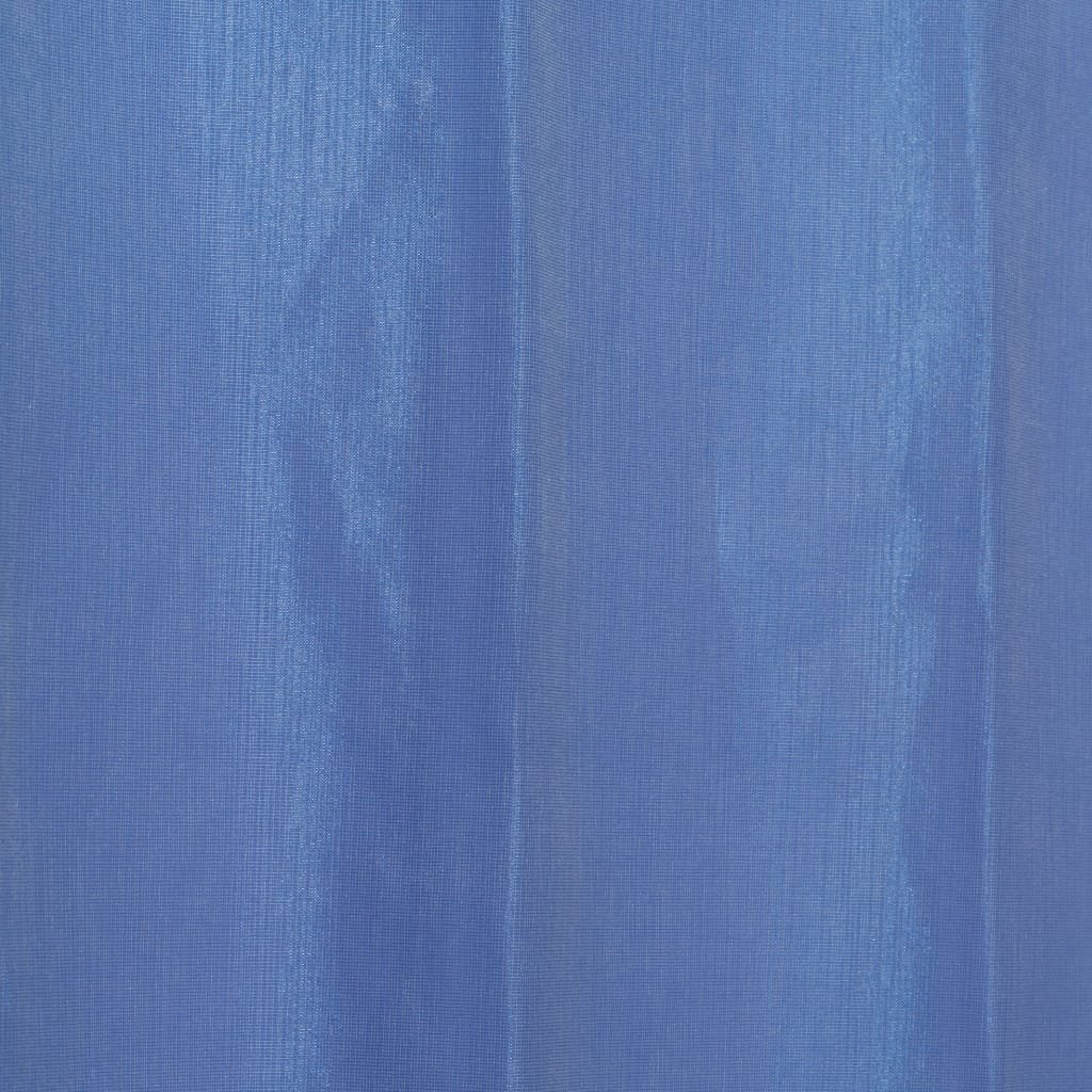 Close-up image of a blue nylon organza fabric, showing its fine, sheer, and lightweight texture with a slightly shiny finish.