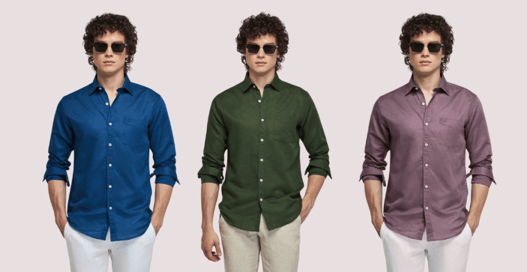 A light linen-cotton blend shirt in soft ivory laid flat with natural wooden buttons, showcasing a relaxed summer style.