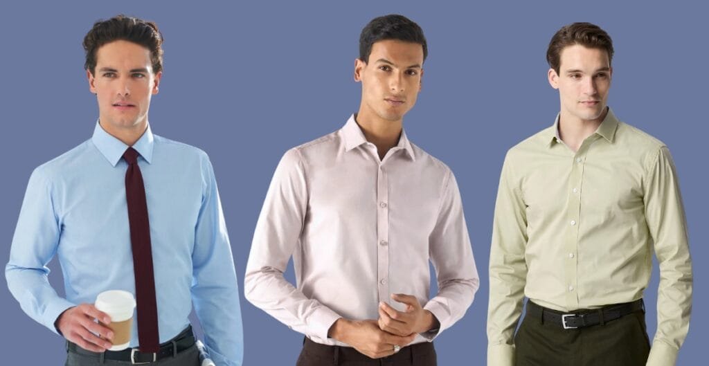 A neatly tailored button-up uniform shirt featuring a classic collar, subtle stitching, and a relaxed fit that moves with you.
