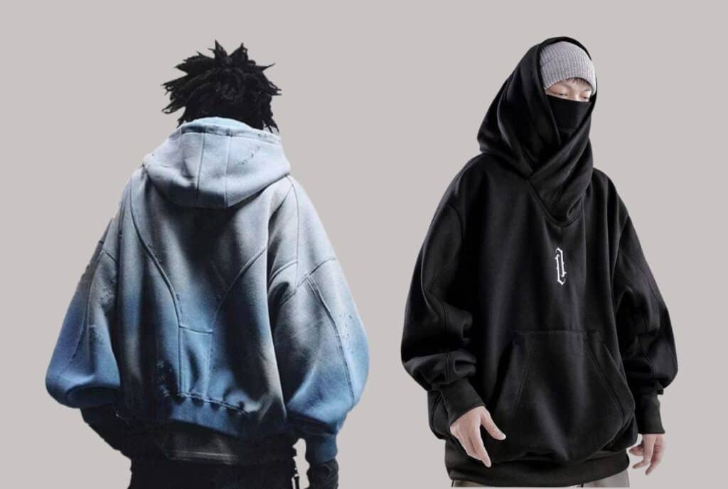 Model in an oversized hoodie by Fashion Soul International, urban streetwear styling.