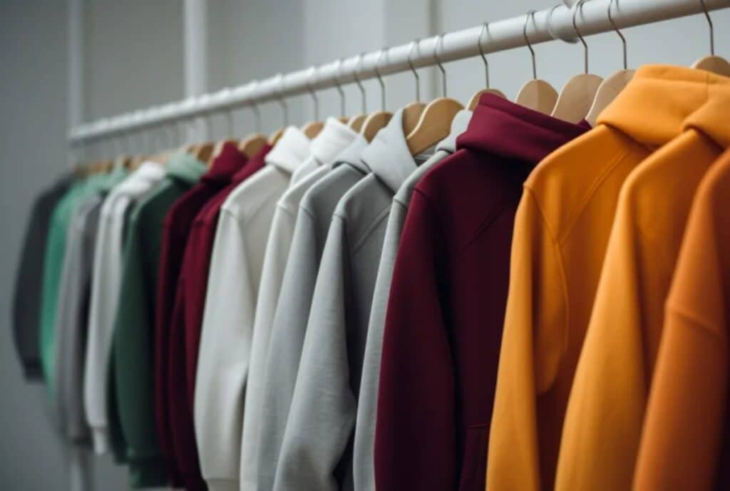 "Designer at a drafting table sketching an oversized hoodie with a focus on balance between drape and structure, showcasing a roomy silhouette and a bold front pocket."