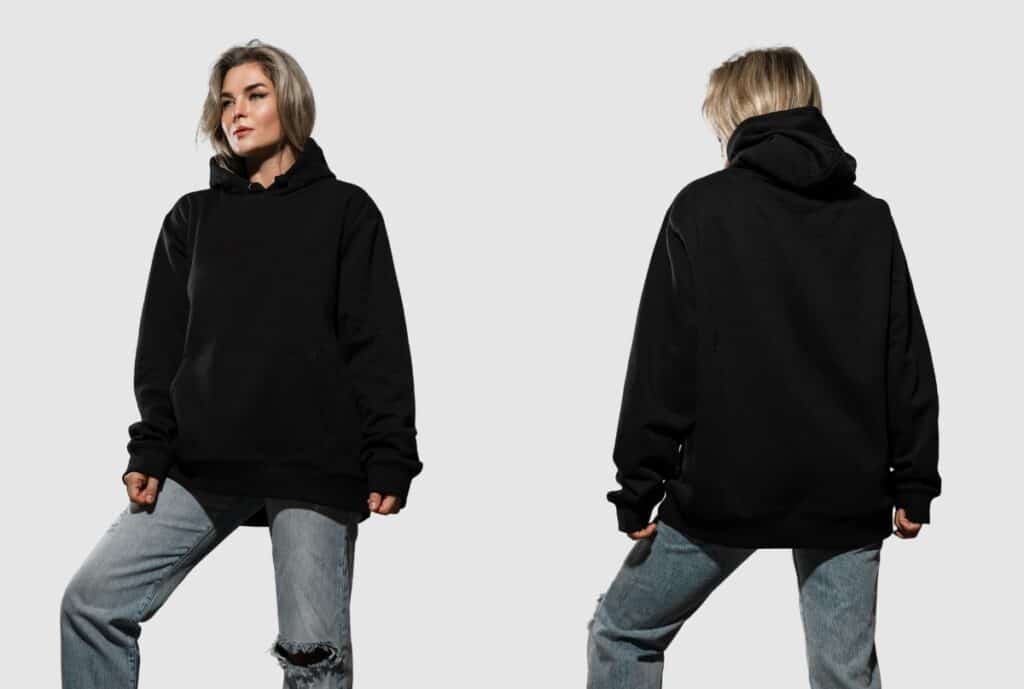 Large, blank oversized hoodie displayed on a neutral backdrop, showcasing a relaxed fit and roomy silhouette.