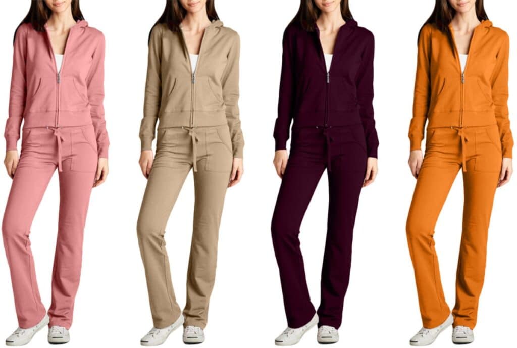 “Factory production line assembling fleece sweatsuits in a United States facility, with workers supervising automated sewing machines.”