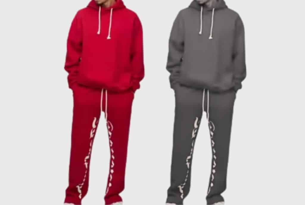 “Inside a U.S. manufacturing facility, high-speed sewing machines assemble fleece sweatsuits. The factory prioritizes domestic sourcing, sustainable materials, and quality control, reflecting a robust supply chain for the American market.”