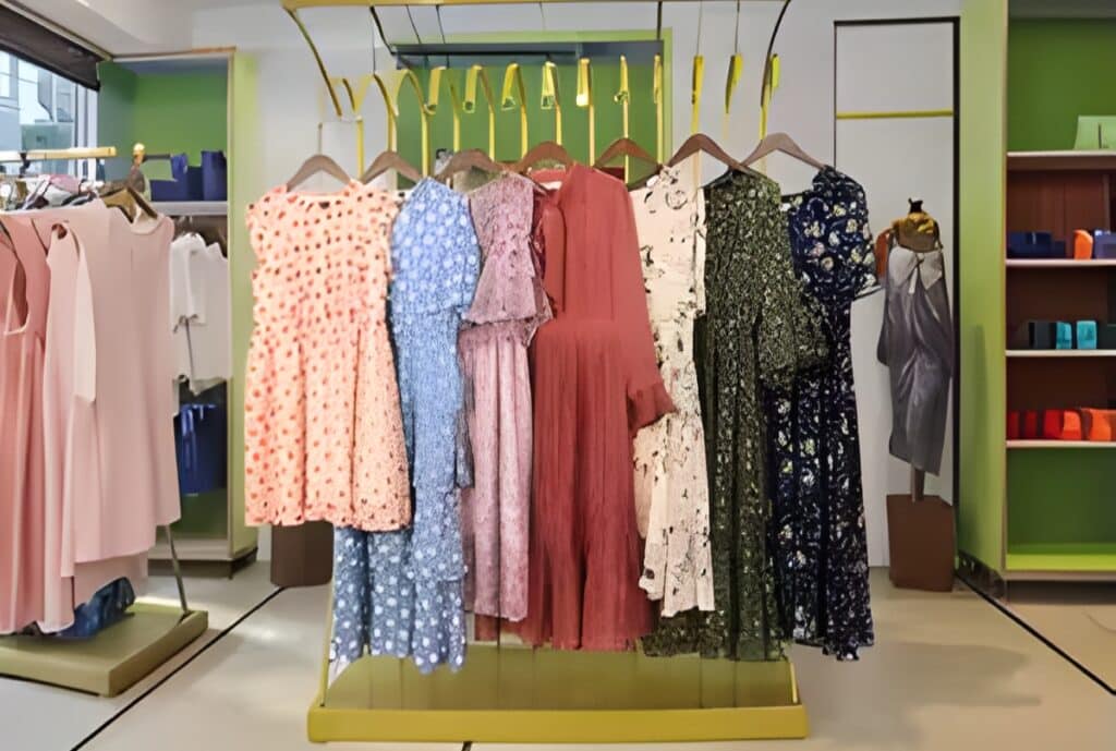 "Logo and sample gallery of bespoke casual wear produced by a European manufacturing partner."