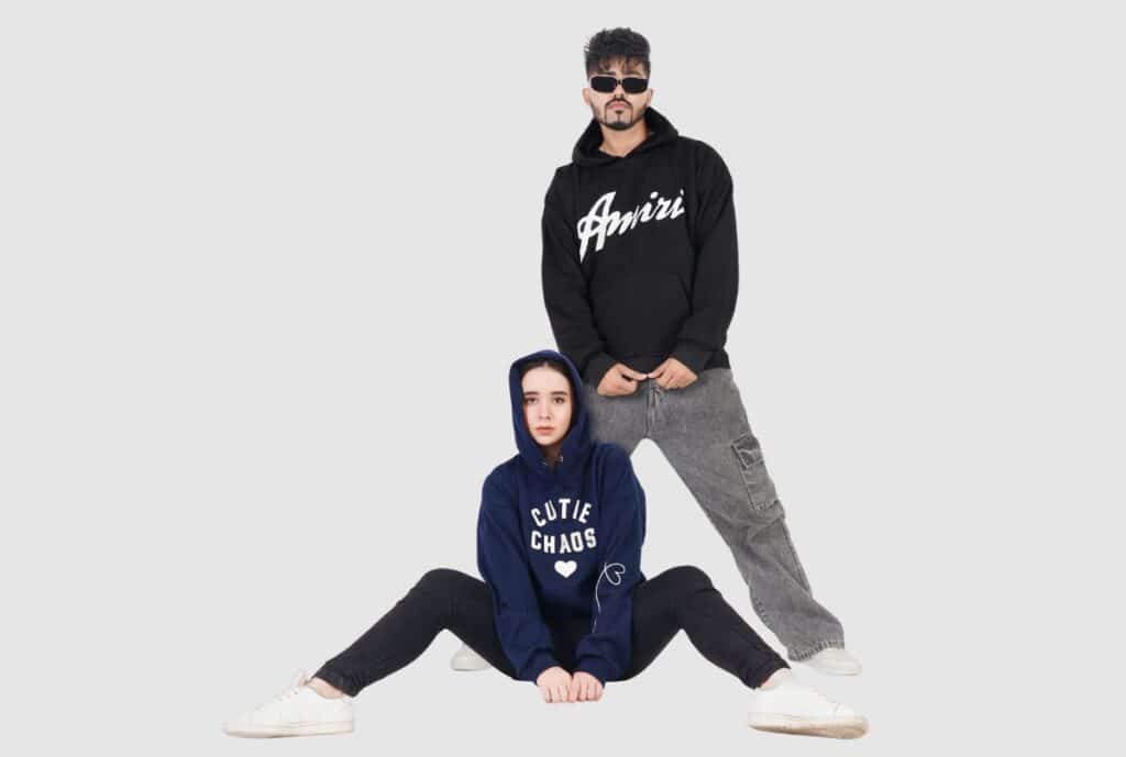 A plain oversized hoodie on a clean backdrop, highlighting its relaxed fit and versatile styling for wholesale buyers.