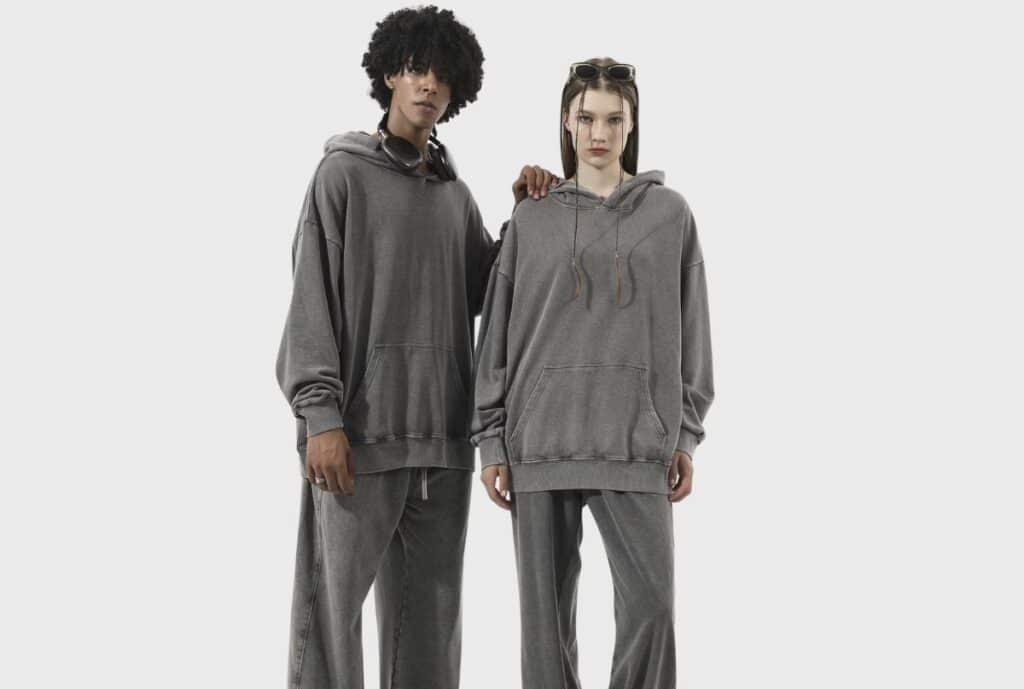 “Close-up of soft French terry fabric with visible terry loops and a brushed interior for extra warmth.”