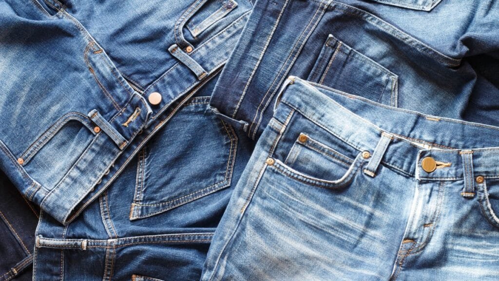 A selection of denim size 28 jeans showcasing multiple styles and textures for every occasion