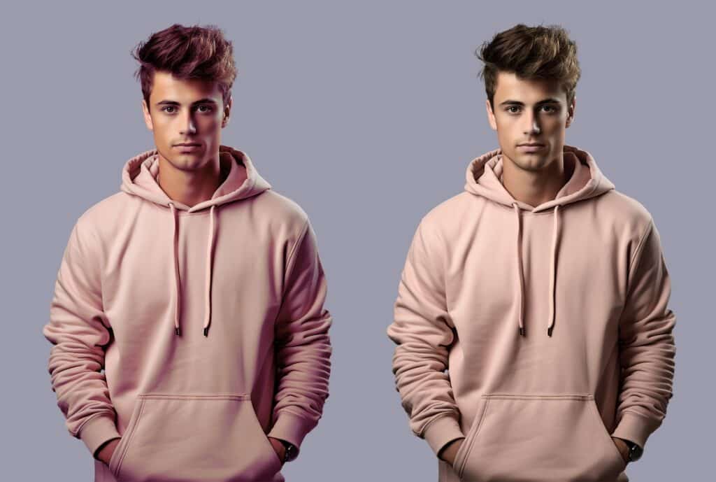 Close-up of a high-end black hoodie with premium stitching and London skyline embroidery.