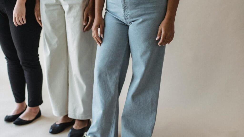 omen in different styles of XL pants, including black, white, and light blue options