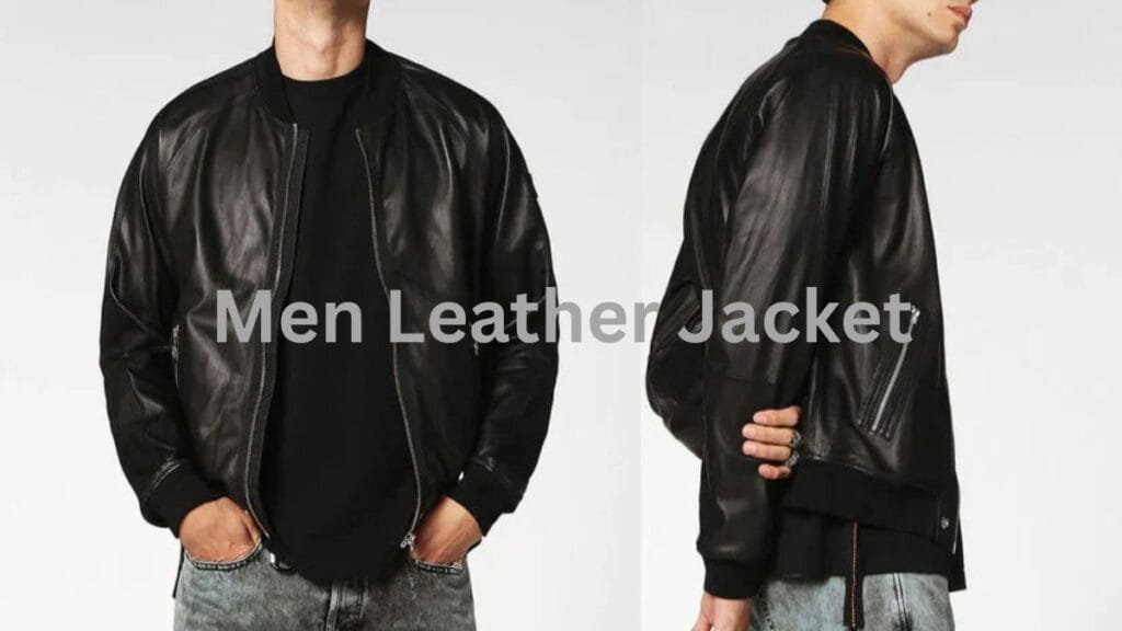 "Stylish men's leather jacket in black, perfect for modern fashion and versatile styling."