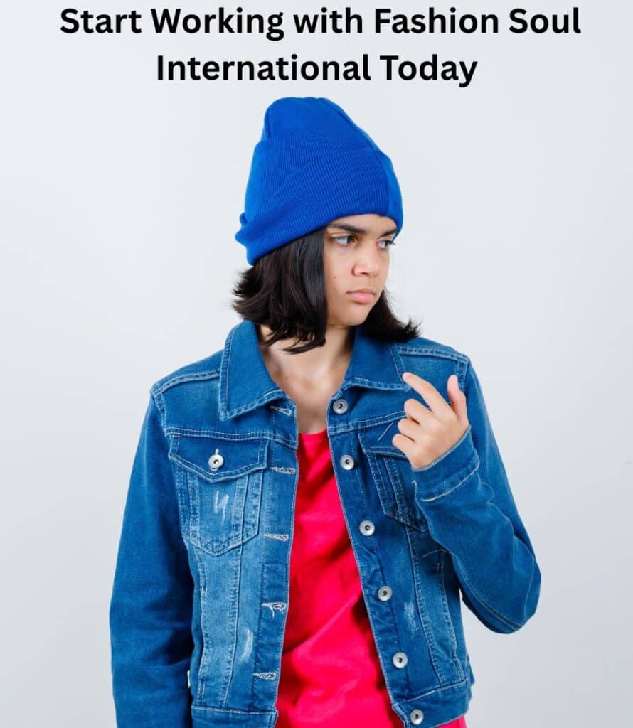 "Wholesale beanie manufacturer logo stamp with a stack of assorted beanies in neutral colors."