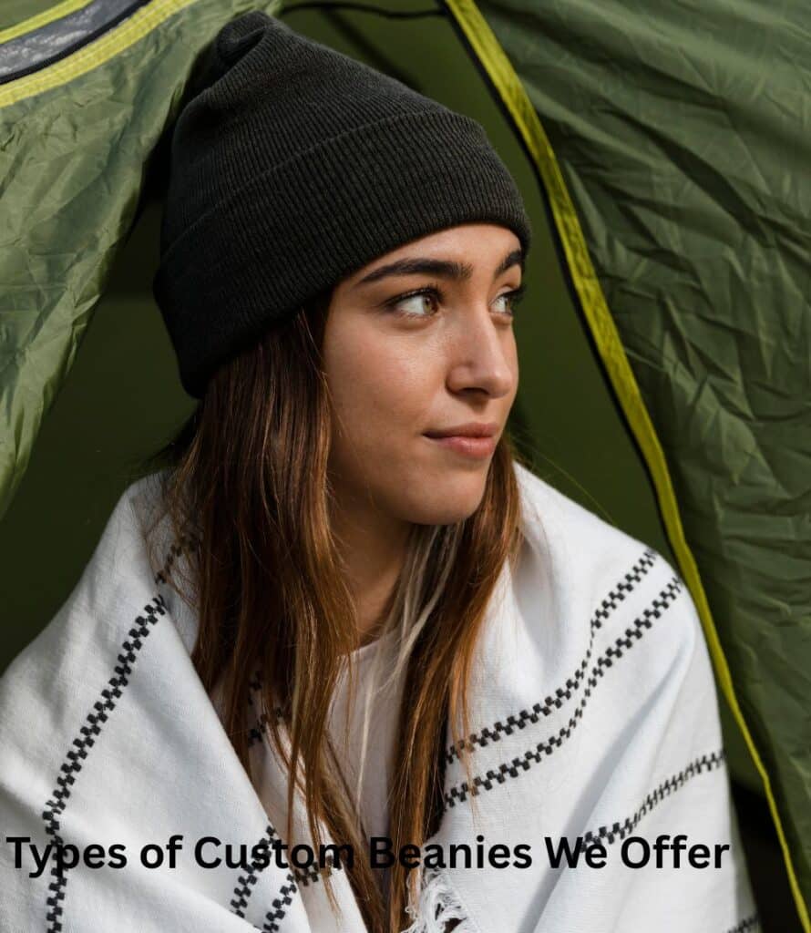 "Row of colorful beanies on a warehouse rack at a California manufacturing facility."