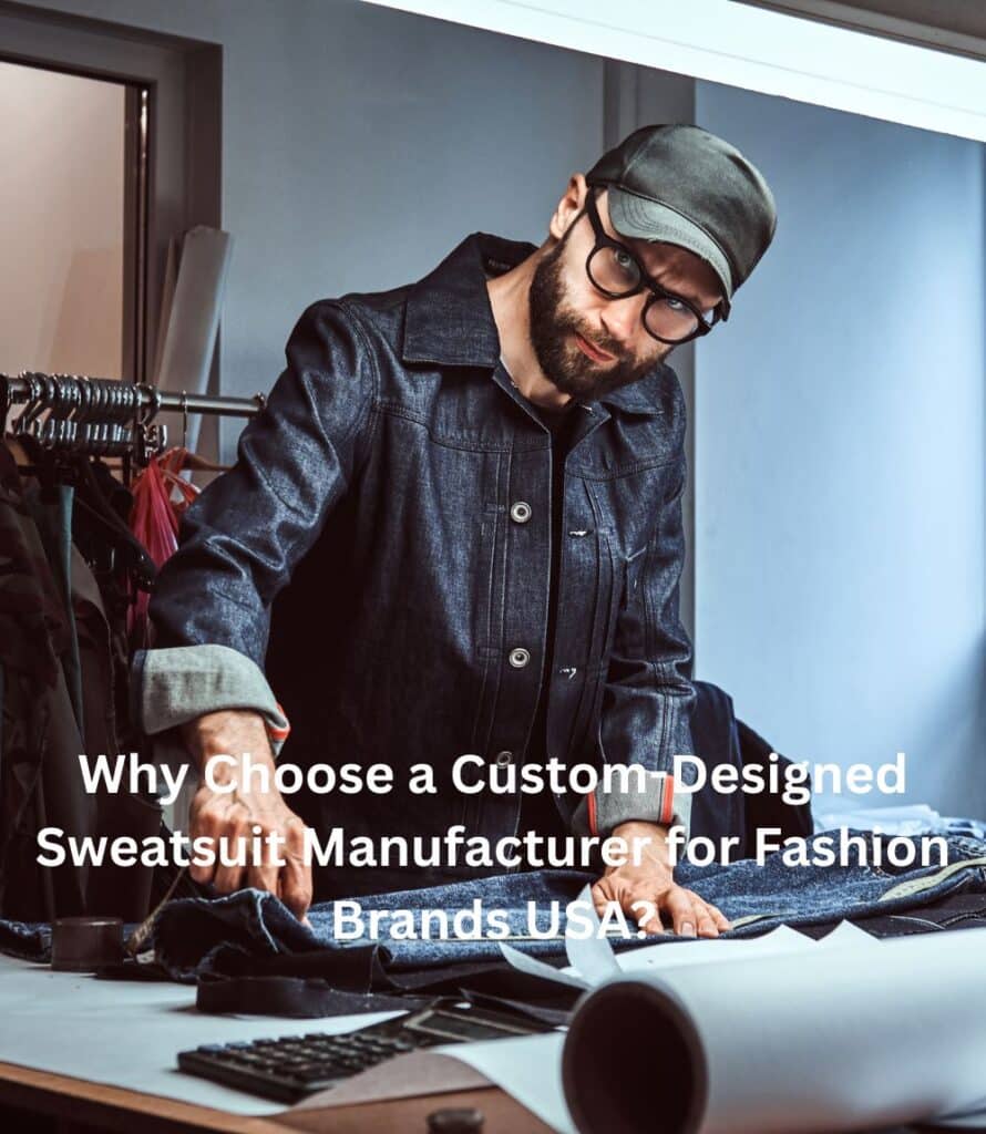 “Sample custom sweatsuit designs with branded embroidery on hoodies and jogger sets, made in America.”