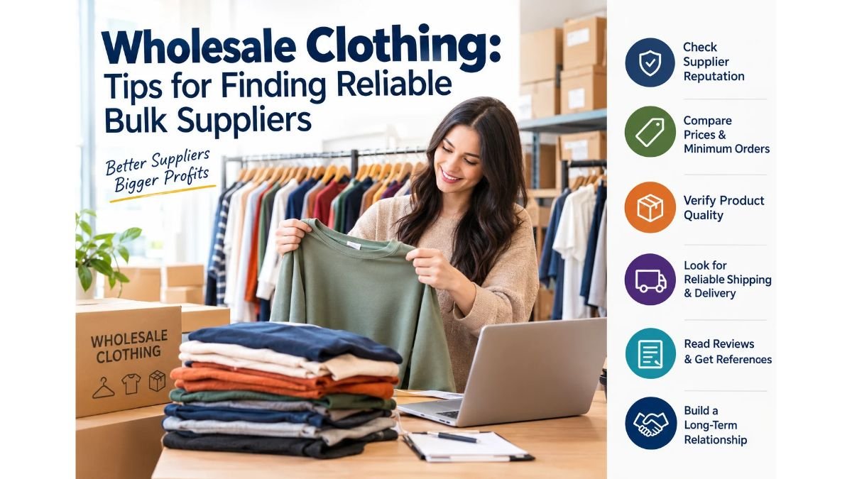Wholesale clothing supplier guide featuring bulk apparel, clothing racks, and tips for choosing reliable suppliers.