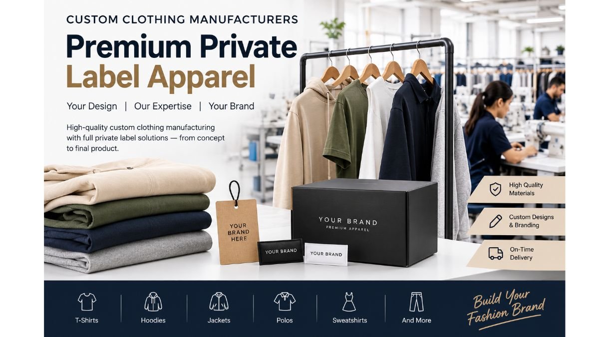 Custom clothing manufacturers offering premium private label apparel, custom garments, and branded clothing solutions.