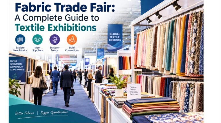 Fabric Trade Fair showcasing colorful textiles, fabric collections, and textile exhibition booths for buyers and suppliers.