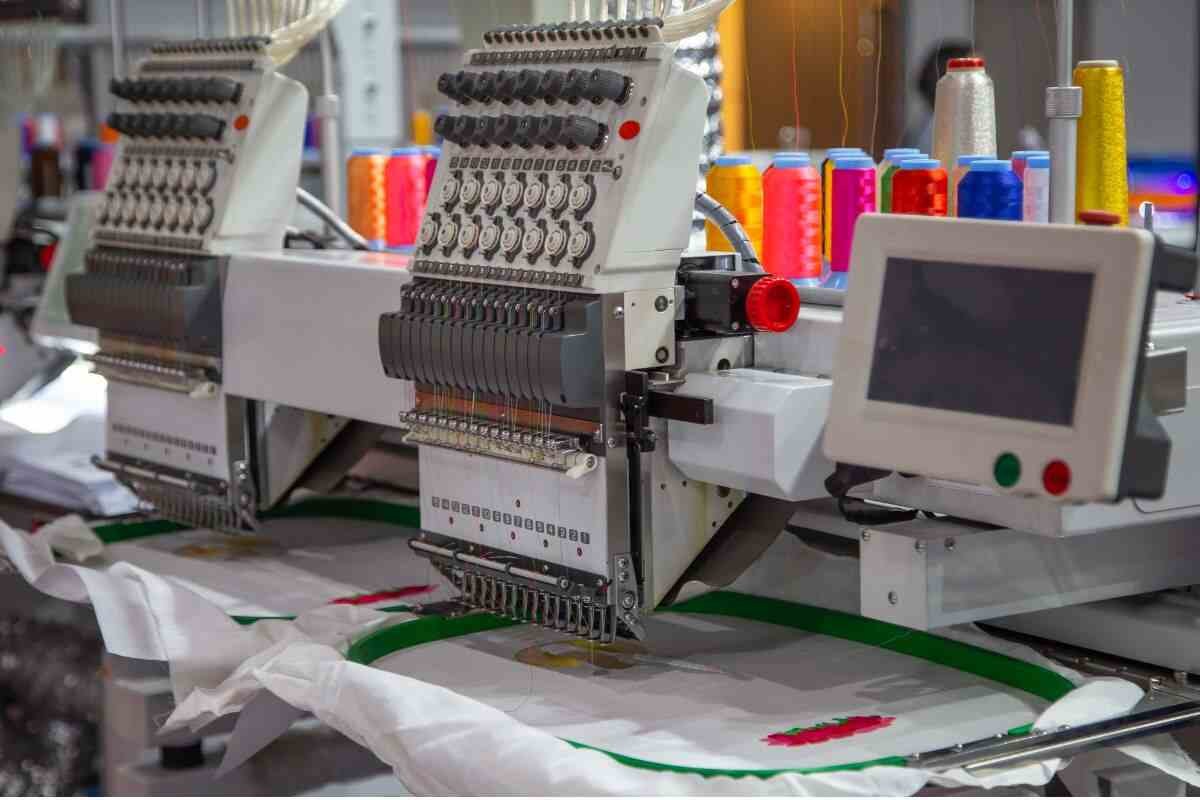 Top quality embroidery machine in clothing manufacturing unite.