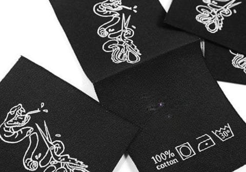 Woven hang tags or labels are made with sustainable material and fabric.
