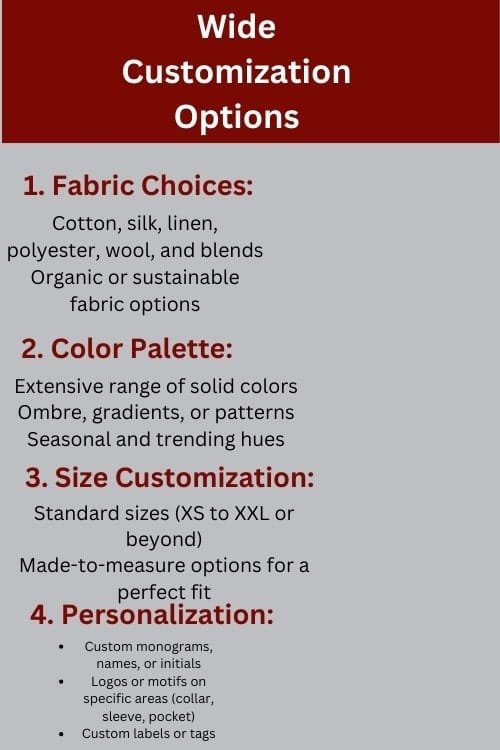 Wide Customization Options in Fashion wear Clothing Brand