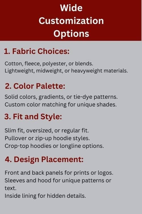 Custom-printed hoodies showcasing vibrant designs for branding.