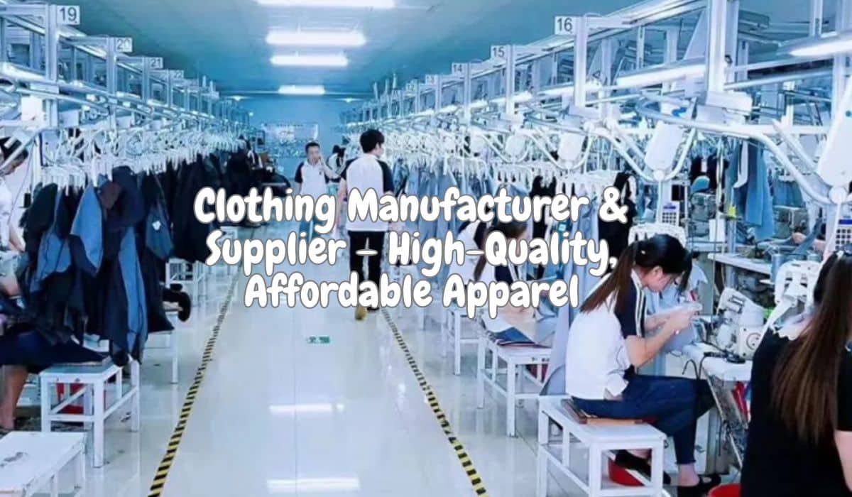 "Modern clothing manufacturing facility with skilled workers producing high-quality garments."