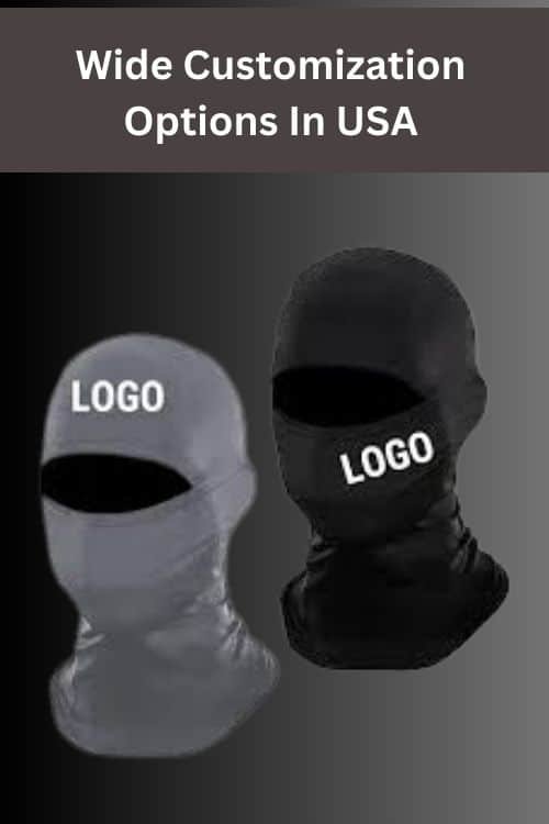 Customizable balaclavas in black and gray with logo placement – Balaclava Supplier in USA