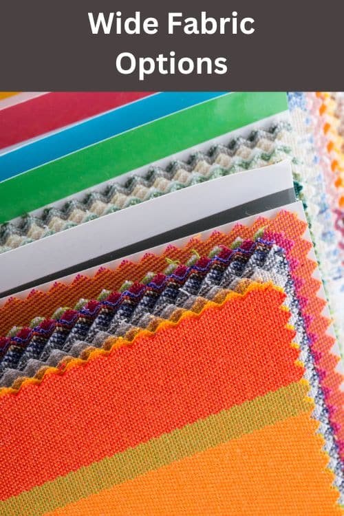 Wide range of fabrics including cotton, organic cotton, and polyester blends for custom clothing in the USA.