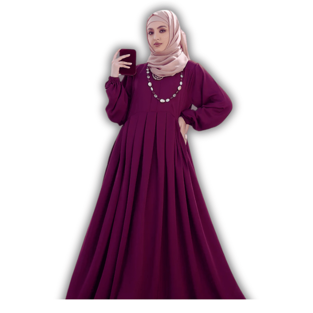 Stylish woman wearing a classic Dubai wholesale abaya with elegant detailing.